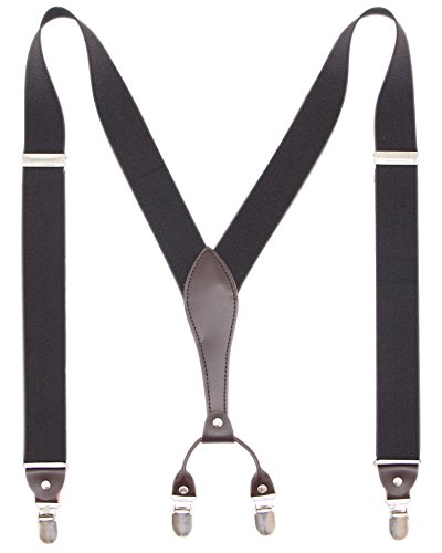 Bioterti Men’s Y-Back Wide Suspenders| Sturdy Stylish & Easy To Match|10 Colors (Brown) - Thumbnail 3