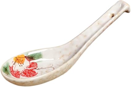 ACZZ Good Life Ceramica Cuchara de sopa pintada a mano Estilo japonés