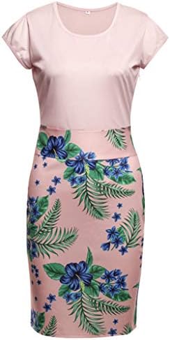 Package Hip Dress for Women Summer Ladies Floral Dress Short Sleeve Splicing Flower Printing Buttock Party Mini Dress