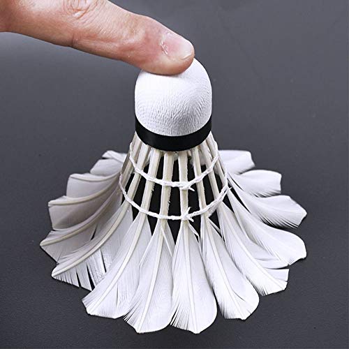 WHIZZ Badminton Shuttlecocks,12-Pack Goose Feather Badminton Birdies Balls with Great Stability and Durability for Indoor/Outdoor Sport Training Games ,White
