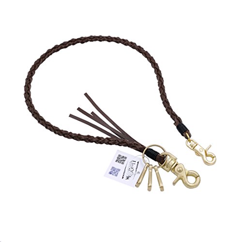 Uniqsum Braided Genuine leather wallet chain Swivel Trigger snap Biker Punk Key chain (G Brown)