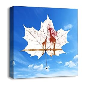 Canvas Wall Art Abstract Leaves Painting...