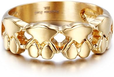URs Women's 18K Gold Plated and Silver Stainless Steel Ring with Four Teddy Bears Setting (18K Gold Plated, 9)