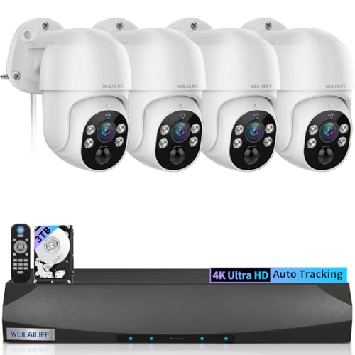 WEILAILIFE 4K Wired Security Camera System