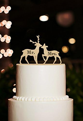 Wedding Cake Topper Engraved Mr Mrs Cake Topper Mr Mrs Wedding Cake Topper Deer Cake Topper Wooden Cake Topper Rustic Cake Topper