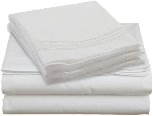 Anili Mili 1800 Collection 6-Piece Bed Sheet Set with Bonus Pillowcases, King, White