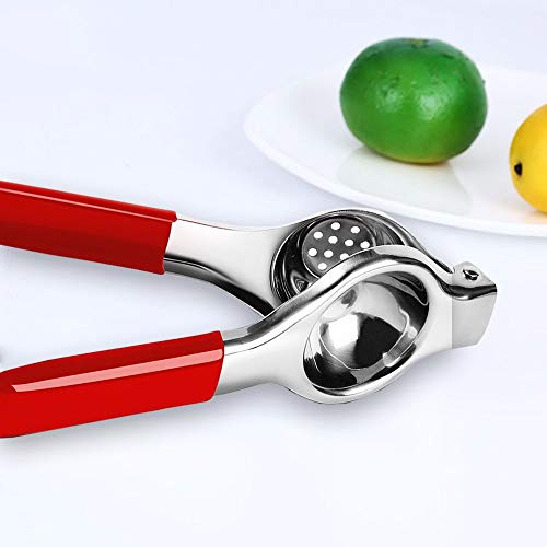 PetOde Lemon Squeezer, Premium Quality Stainless Steel Press Lemon Lime Squeezer Citrus Manual Juicer- Red