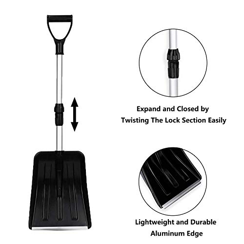 Collapsible Snow shovel, Compact Snow Shovel with Comfortable DGrip Handle and Durable Aluminum