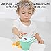 Baby Feeding Set,Including Bowl with Suction, Dish, Bendable Fork and Spoon, Adjustable Baby bib, and Snack Cups. Harmless, Silicone, Easy to Clean Again, Perfect Infant Baby Shower Gift - Green