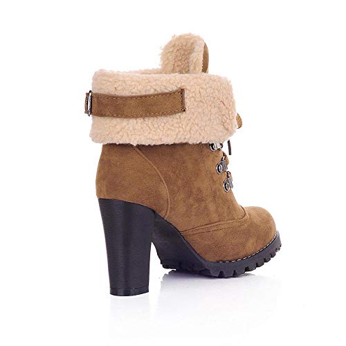 Fashion in Londony ♥‿♥ Women Lace-Up High Thick Short Boots Shoes Leisure Ankle Boots High-Heel Boots - Thumbnail 5