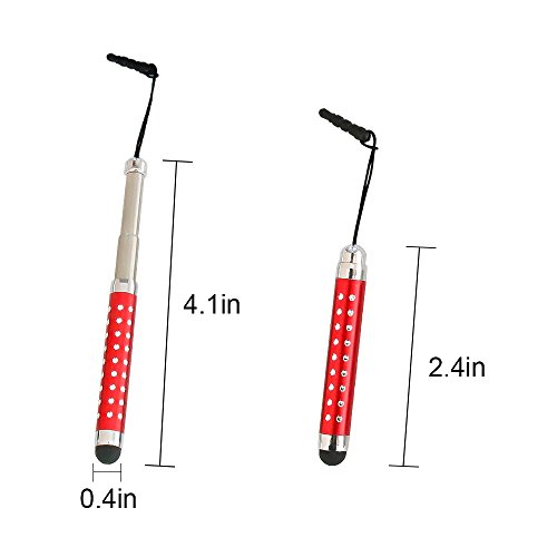 10 Pack Stylus Pen Bundle Adjustable Bling Stylus Pens Compatible All Capacitive Touchscreen Devices (Including iPad, iPhone, iPod, Android Tablets, Samsung Galaxy Tablet More)