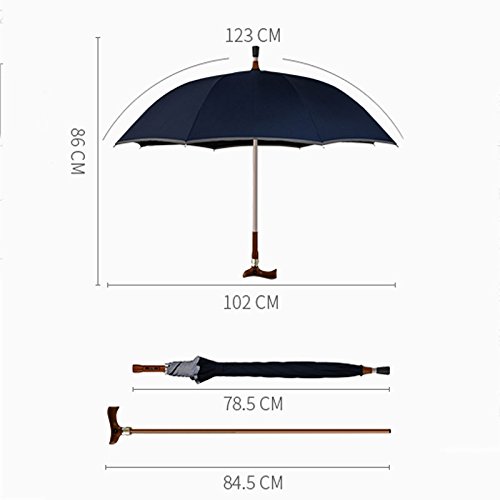 Walking Stick Umbrella Old Man Dedicated Umbrella Long Handle Clear Rain Dual Use Non-Slip Climbing Multifunction Cane Parasols (Color : Blue)
