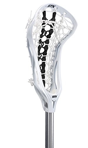 STX Lacrosse Women's CRUX 300 Complete Stick White Head with Black Runway Pocket on STX 7075 Alloy Shaft (Best Midfield Lacrosse Shaft)