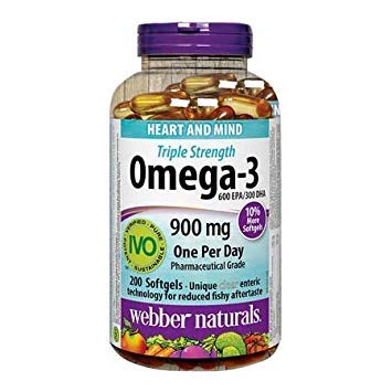 Webber Naturals Omega-3 Triple Strength 900mg, 200 softgels Webber Naturals Omega-3 Triple Strength 900mg, 200 softgels
