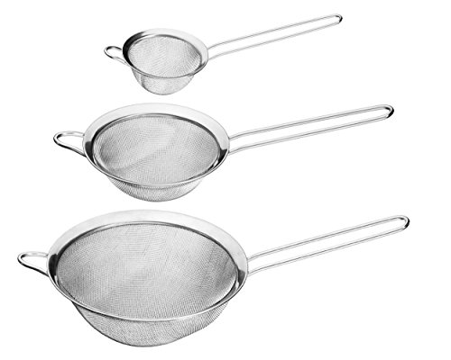 Culina Fine Mesh Stainless Steel Strainers, Silver, Set of 3