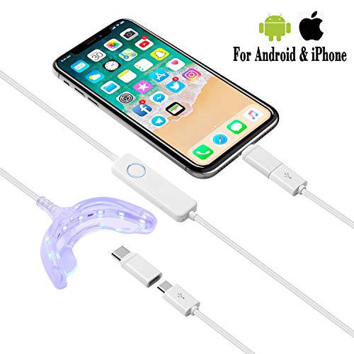Teeth Whitening LED Light-PHOBE 16 LED Teeth Whitening Light Mouth Tray Teeth Whitening Enhancer Light Trays Connected with iPhone/Android/Type-C for Home Use