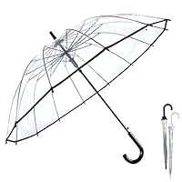 MISSYO Clear Umbrellas for Women 14 Ribs Long Handle Auto Open Transparent Umbrella for Outdoor Weddings