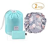 Tinbrot Travel Makeup Bag Set - 2 PCS Waterproof Cosmetic Bags Large Capacity Lazy Makeup Bag Portable Drawstring Toiletry Bags Multifunction Organizer Storage Carry Case Kit for Women