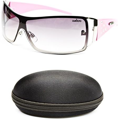 D08-cc Diamond Eyewear Shield Rimless Sunglasses (135 Silver/Pink, uv400)
