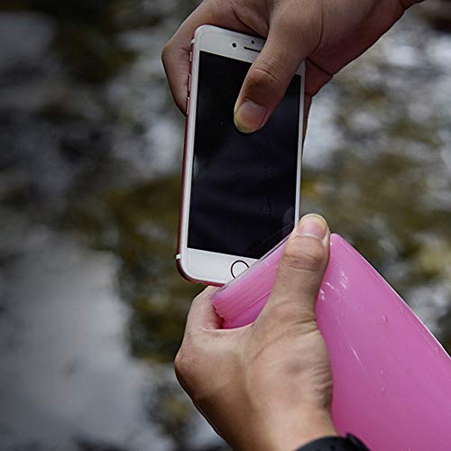 Rechargeable Camping Light Bottle Light - Solar Portable Light LED Solar Bottle Light - Foldable Outdoor Silicone Water Bottle Waterproof LED Light with USB Cable Camping Hiking Bedside (Pink) - Thumbnail 3