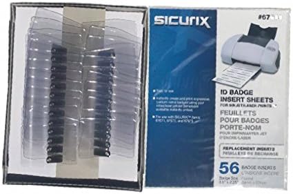 Plastic Name Tag Badge Holder Cards and Labels. Perfect for School and Office. Comes With 50 Blank Holders and Badges and 56 Inserts.