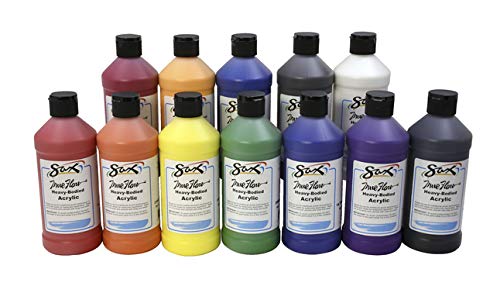 Sax True Flow Heavy Body Acrylic Paint Set, Pints, Assorted Colors, Set of 12 - 439304 (Best Heavy Body Acrylic Paint)