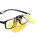 Costyle Yellow Night Vision Retro Polarized Clip-on Flip-up Plastic Sunglasses for Glasses Outdoor Driving Traveling-5.3X2.4X1.4 INCH