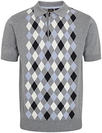 merc Men Striking Argyle Knitted Polo Echo