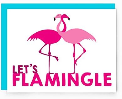 Let's Flamingle Greeting Card - Flamingo Love Card