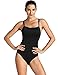 SYROKAN Women's Sleek Solid Elite Training Sport Athletic One Piece Swimsuit Black 32 Inch
