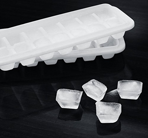 ChefLand Easy Release No Spill Ice Cube Tray with Removable Cover, Stackable, Compact, Odor Free Ice Cube Tray In White With Blue Lid (4 trays) - Thumbnail 2