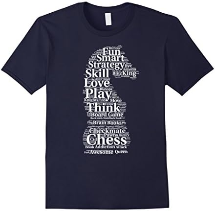 Mens Chess Shirt: Player Vocabulary Terms Love Play T-Shirt Small Navy