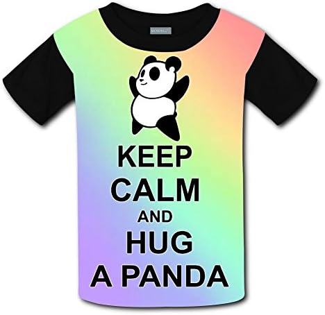 Keep Calm and Hug Panda Youth/Kid's Casual T-Shirt 3D Print Short Sleeve