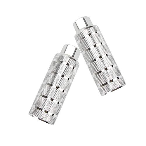 KOOBOOK 2Pcs Aluminum Alloy Bike Pegs BMX Pedals Bike Pedals Anti-Slip Rear Feet Pedals Diameter 38mm Fit 3/8 inch Axles Silver