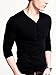 iLoveSIA Mens Henley T-shirts With Long Sleeve Slim Fit Black Size L plus