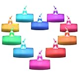 Homemory 12 Pack Color Changing LED Tea Lights, Flameless Tealight Candles, Battery Operated Fake Candles, Decorations Love, Party, Christmas, Halloween
