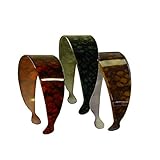 Set of THREE 2 Inch Yellow Green & Red Marbelized Plastic Headbands with Teeth