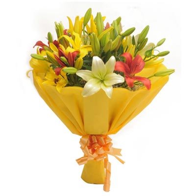 FloraZone (Radiance) Fresh Bouquet of 10 Asiatic Lilies, Fresh Flowers Same Day Delivery