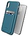 ENCASED iPhone Xs MAX Wallet Case (2018) Ultra Durable Cover with Card Holder Slot (3 Credit Cards Capacity) (Blue)