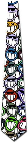 Pattern Cartoon Smiling Face Colorful Men's Classic Silk Wide Tie Necktie (8 CM)