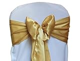 mds Pack of 50 Satin Chair Sashes Bow sash for Wedding and Events Supplies Party Decoration Chair Cover sash -Gold