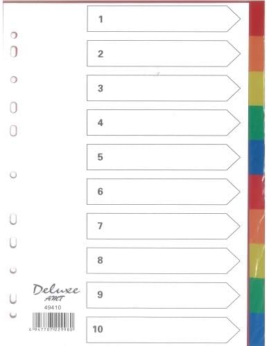 Paper File Divider 10 Color Without Number Box of 25 Pieces