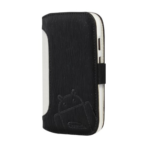 Moto G Case, Cruzerlite Bugdroid Circuit Intelligent Wallet Flip Case Compatible for Motorola Moto G 2013 - Black/White