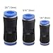 Heqishun 45 Pcs Straight Push Connectors, Black & Blue, Plastic, 1/4, 5/16, 3/8 Tube Fittings, Push-to-Connect, HOSE PIPE FITTING, Connector