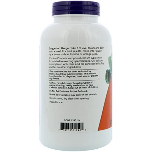 NOW Supplements, Calcium Citrate Powder, Highly Bioavailable Calcium