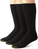 Gold Toe Men's 3 Pack Casual Crew Extended Sock, Black, 13-15