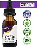 Hemp Oil Extract for Pain, Anxiety & Stress Relief - 3000mg of Pure Hemp Extract - Grown & Made in USA - 100% Natural Hemp Drops - Helps with Sleep, Skin & Hair.