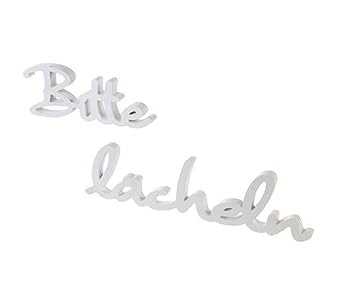 Holz-Schriftzug 'Bitte lächeln' 2-teiliges Set, 78 x 12 cm weiß