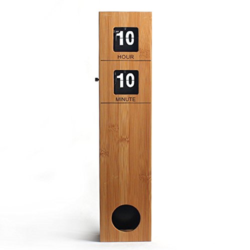 Wonenice bamboo retro flip down clock - internal gear operated - …