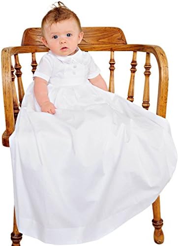 One Small ChildCaleb Boys 3-Piece 100% Cotton White Christening Baptism Gown